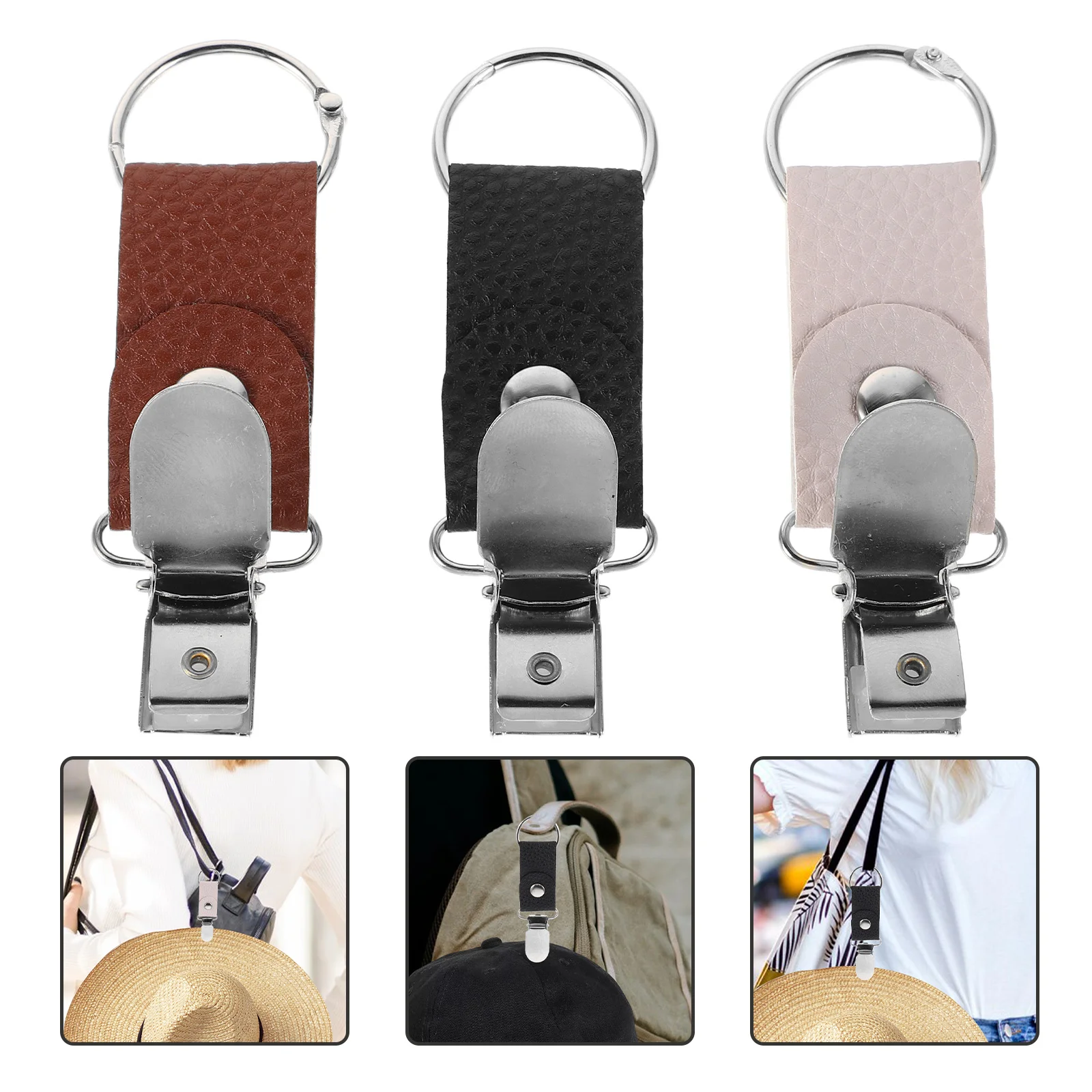 

6Pcs PU Travel Hat Clip Windproof Cap Holder for Bags Backpacks Luggage Outdoor Hiking Camping Cycling Gear