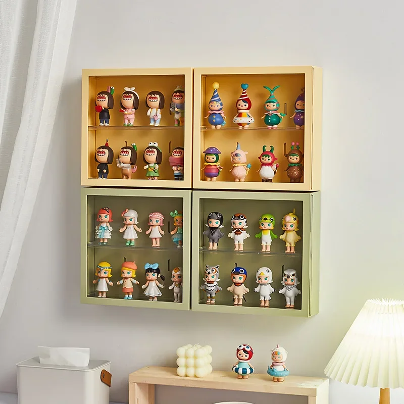 Blind Box Storage Rack for Bubble Mart Dimoo Dust-proof Transparent Cabinet Landscaping Box Action Figures Hanged Display Case
