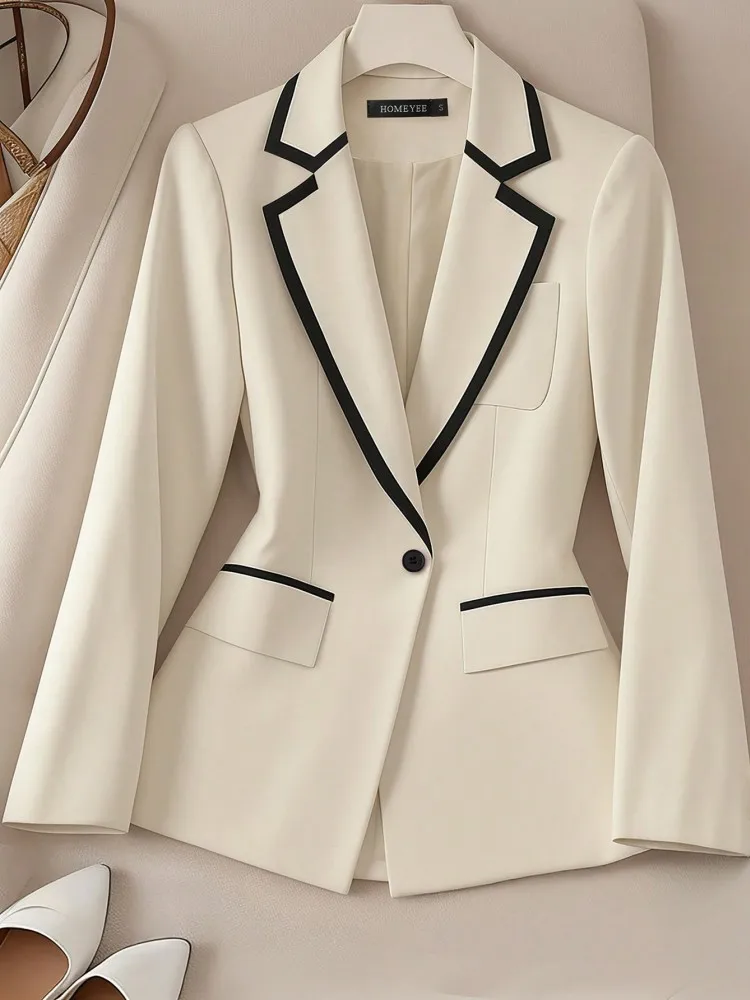 

Элегантный пиджак для женщин, модный пиджак большого размера с лацканами, новинка 2026, весна-осень, офисная женская повседневная свободная верхняя одежда