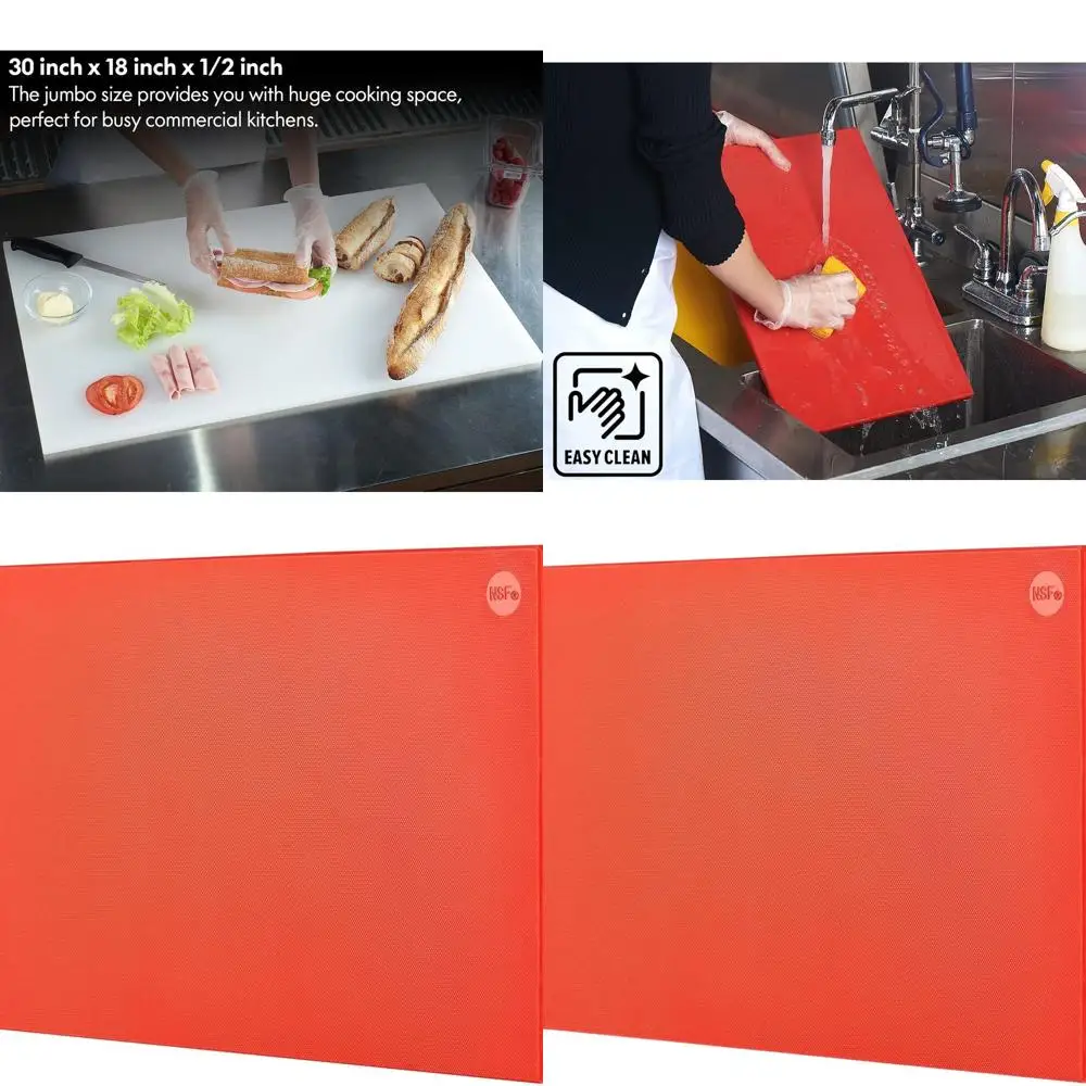 

Красная коммерческая пластиковая разделочная доска 30x18 толщиной 0,5 с противоскользящей поверхностью, можно мыть в посудомоечной машине