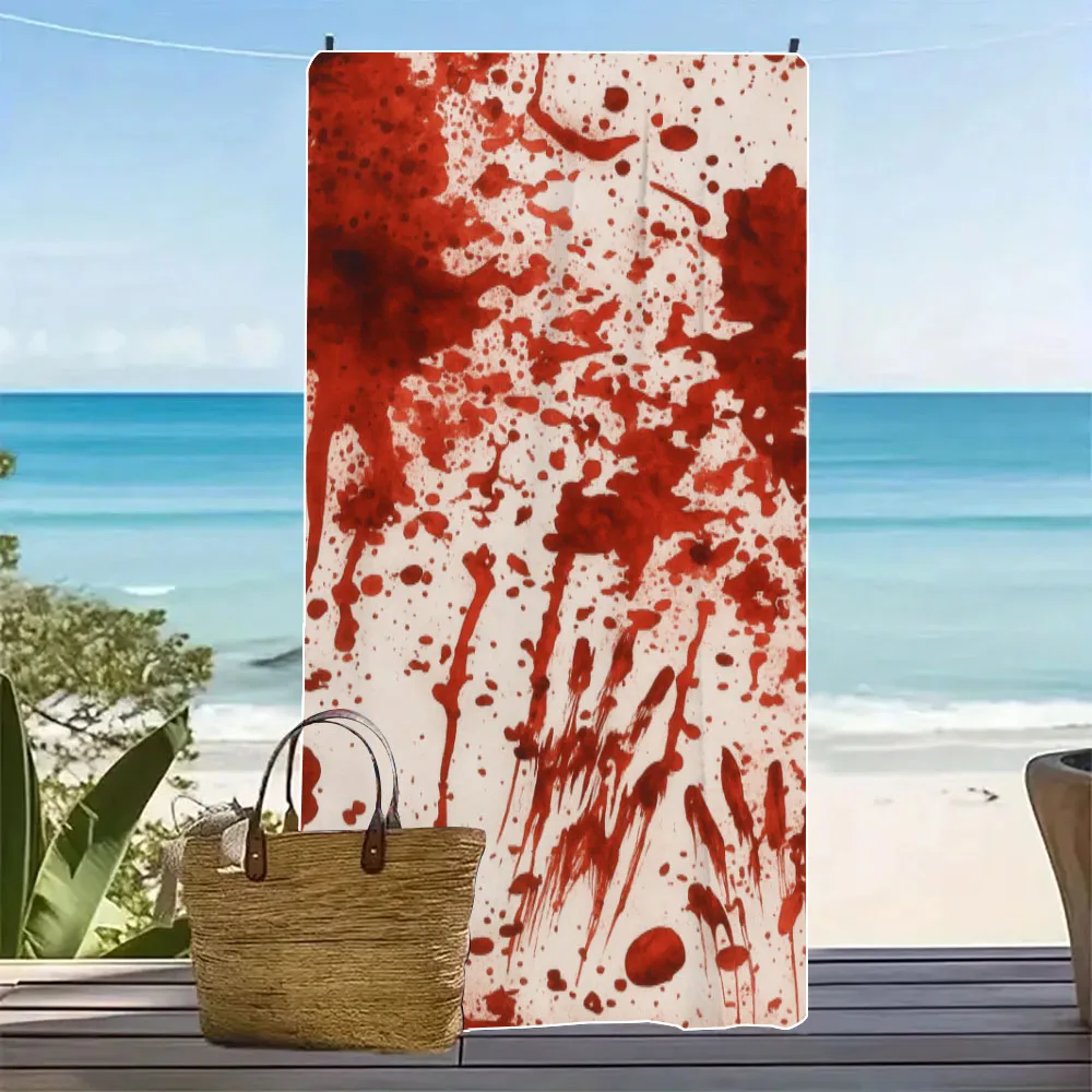 Halloween Horror Blood Splatter  Soft Absorbent Pool Towel, Sand-proof Swimming Towel, Beach Essentials, Travel Supplies 7.23