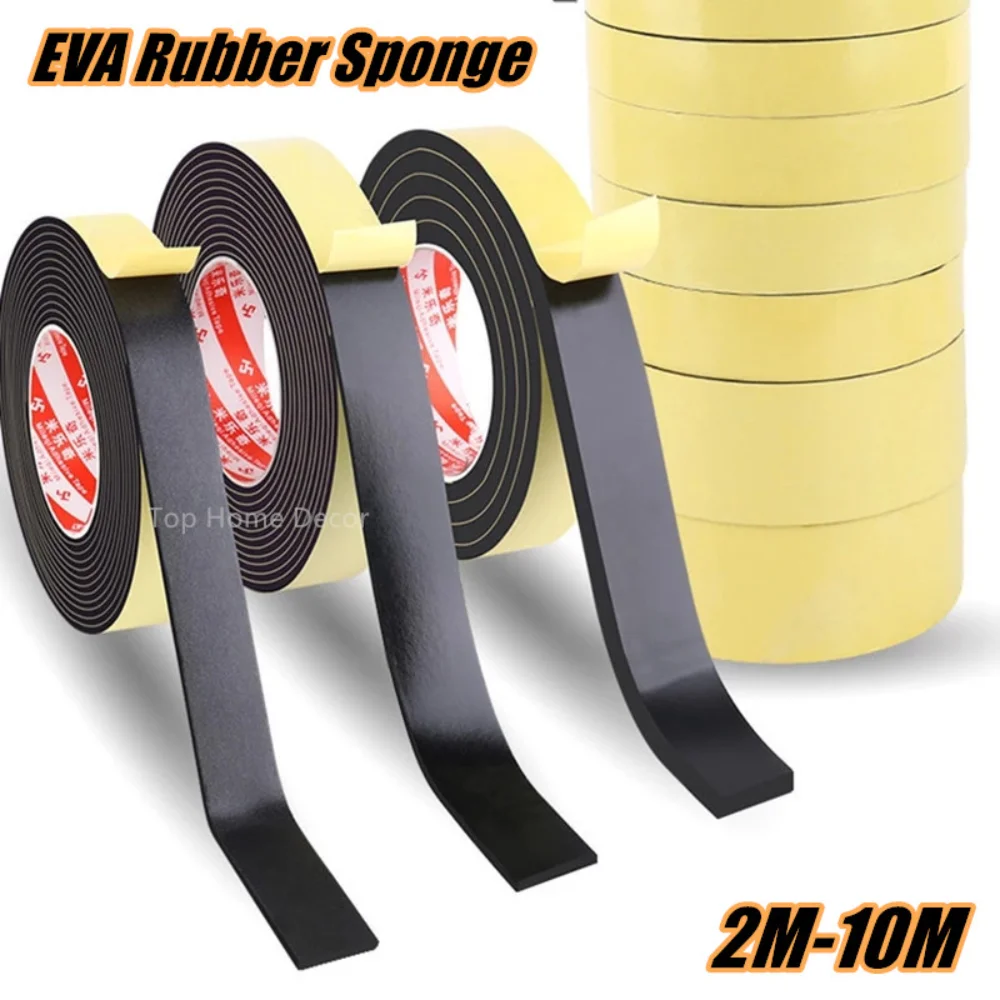 

New 10M EVA Rubber Sponge Seal Strip Foam Tape Door Window Weather Sealing Strip Insulation Anti-collision Gasket Seal Adhesive