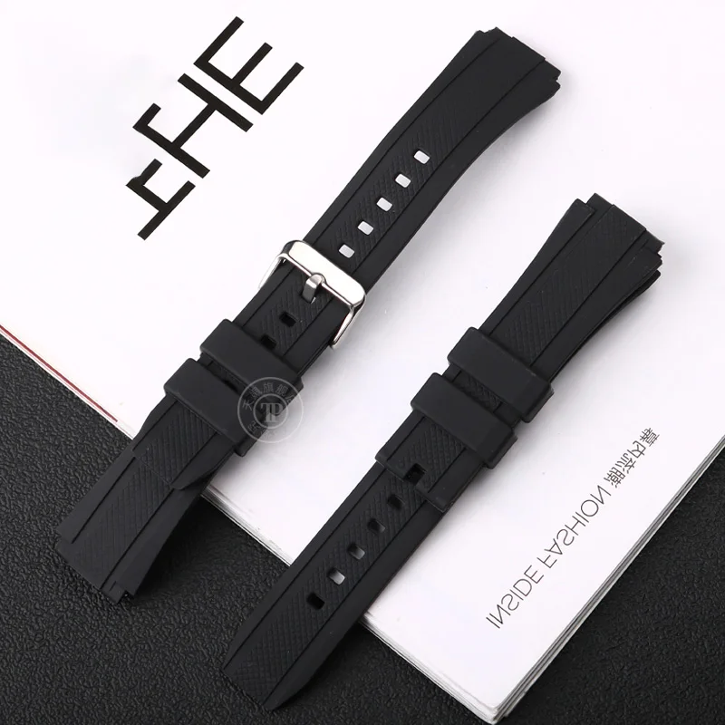 Rubber Strap Resin watchband For CASIO Edifice 5119 EF-552 EF-552D Convex mouth Waterproof Silicone Bracelet Black Men\'s 25*20mm