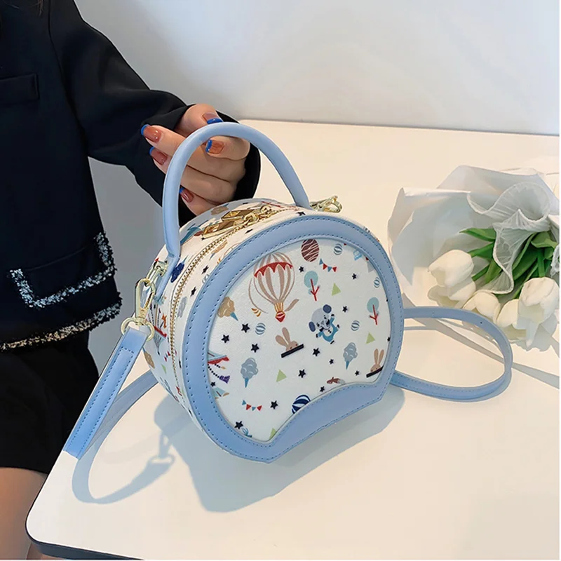 

2025High Sense New Fashion Student Korean Style Small round Bag Casual Shoulder Women's Messenger Bag