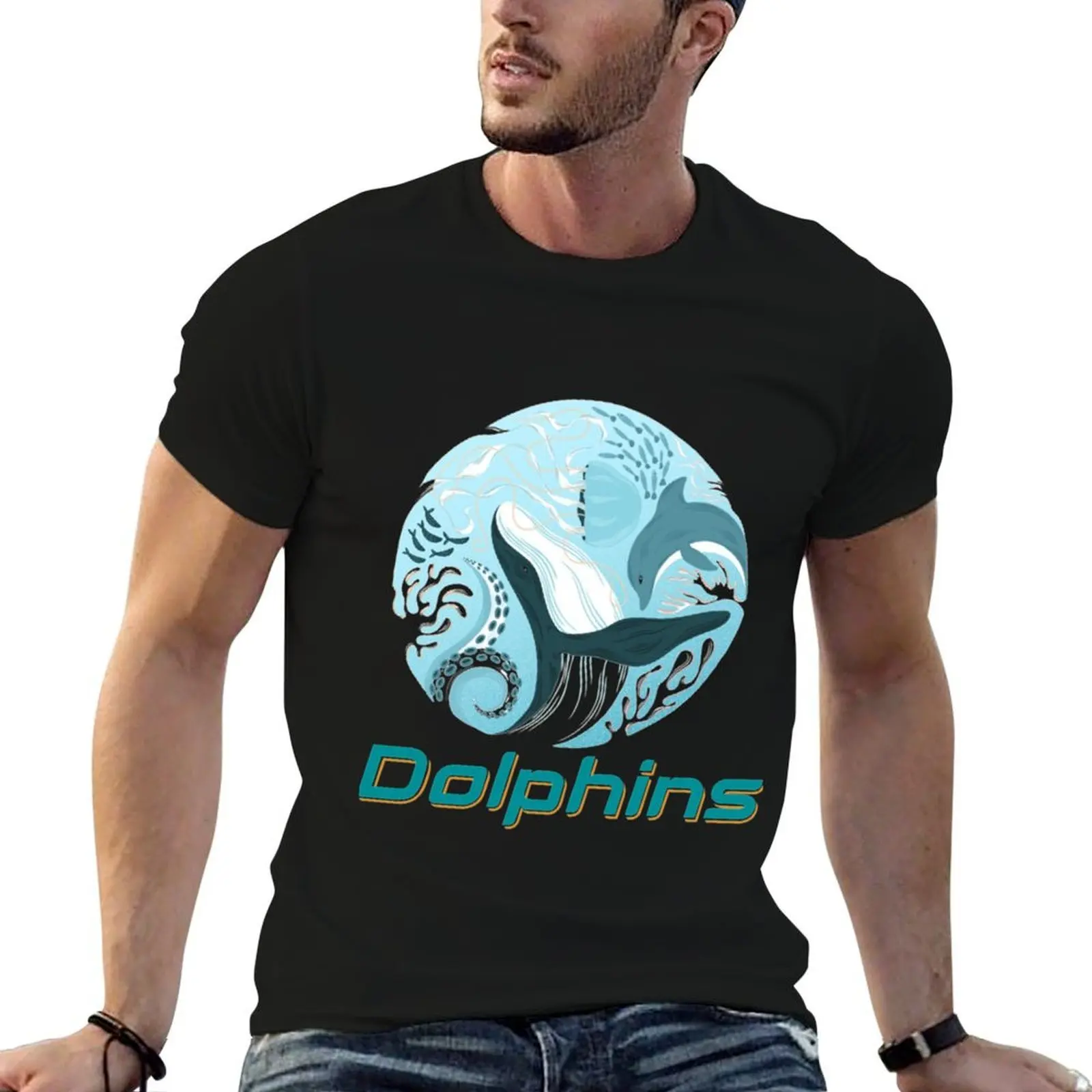 winter the dolphin T-Shirt korean fashion sweat mens shirts graphic tee