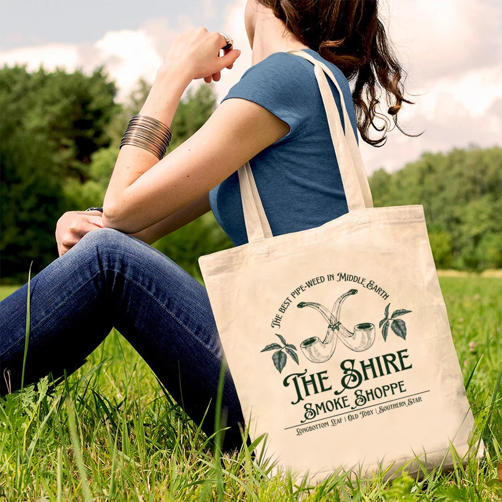 The Shire Smoke Shoppe tote bag The Hobbit Elevenses shopping bag Lord of the Rings LOTR fan gift Hobbit Second Breakfast