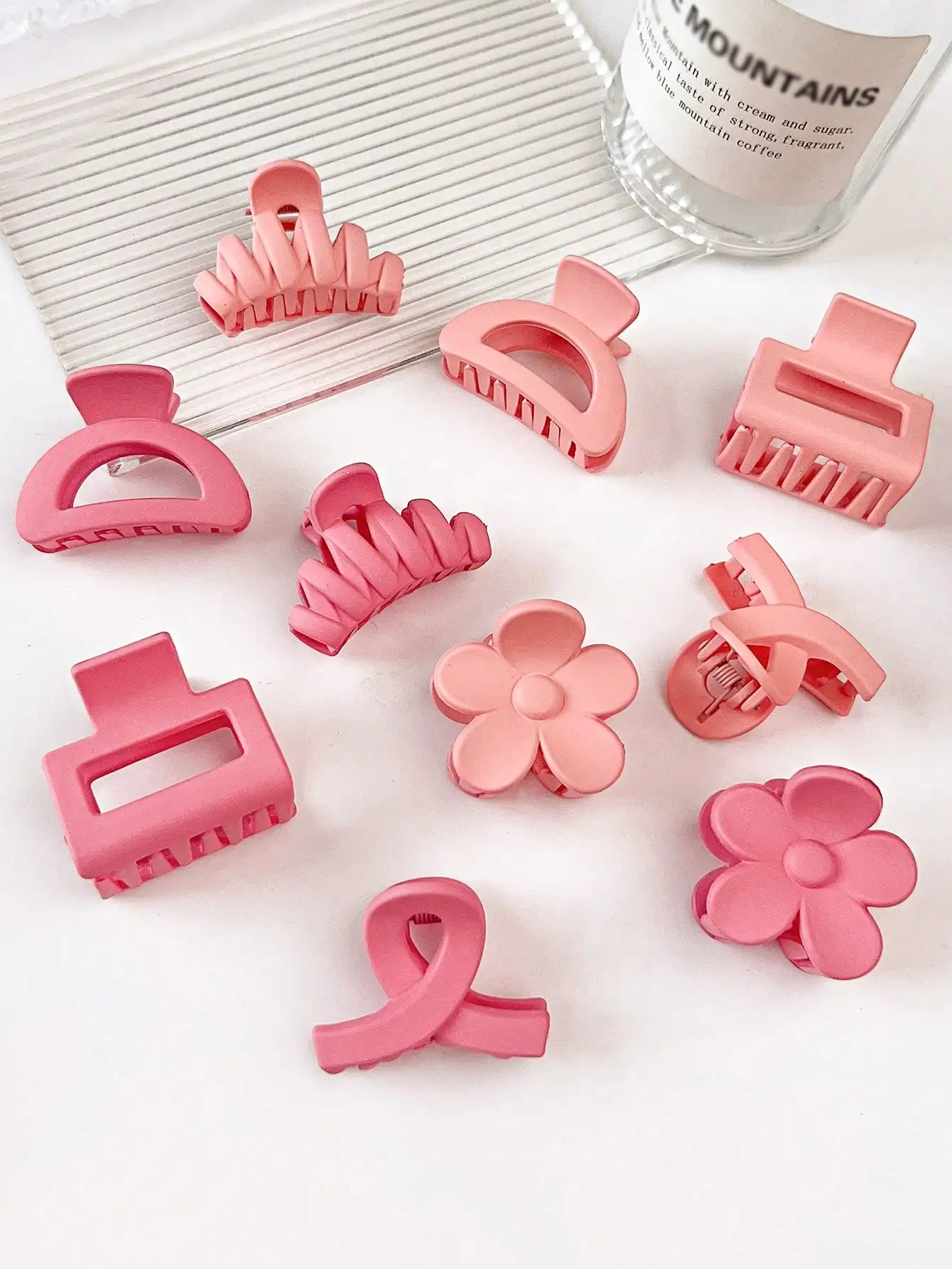 10 Stück mehrfarbige kleine Haarklammern, niedliche Blumen, rutschfeste Kieferklammern, 5 Stile, Bananenklammern, Haarschmuck für Frauen und Mädchen – Detail 10