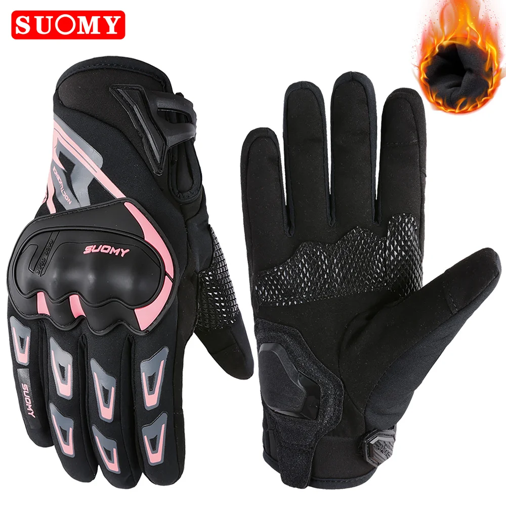 SUOMY Dame Rosa Motorrad Winter Handschuhe Frauen Teenager Mädchen Wasserdicht Winddicht Warme Motorrad Handschuh Motocross Luvas Weibliche XS