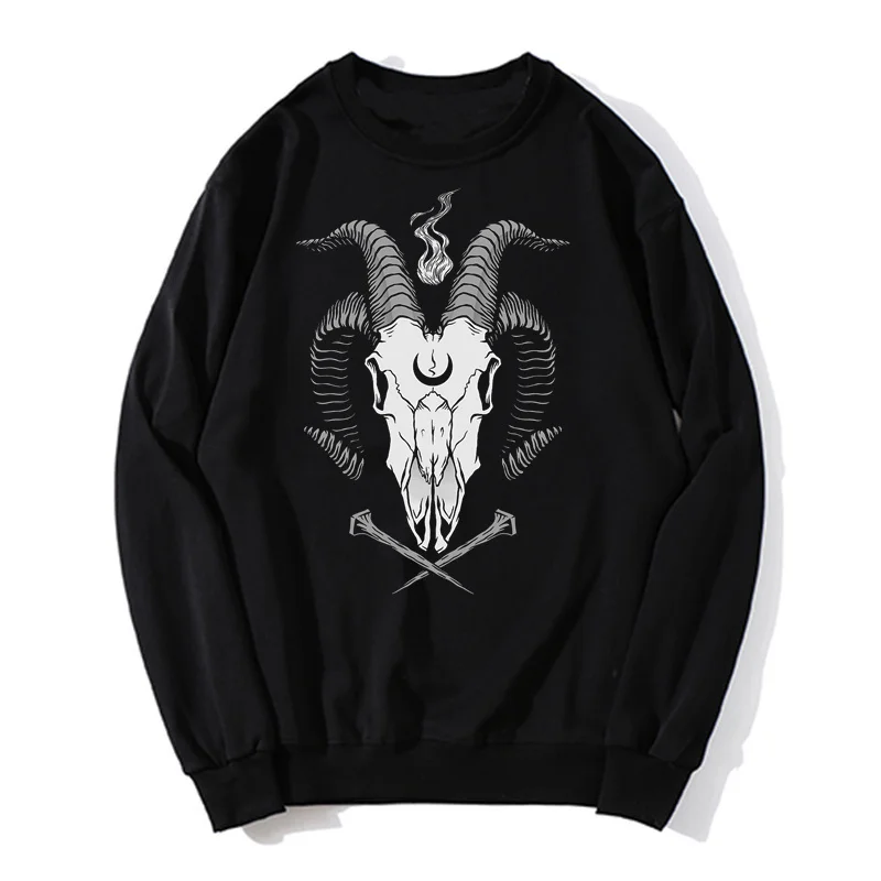 Fashion Baphomet hoodie Men Hoodies Satan Demon Occult Goat Skull Oversized Sweater Unisex Sweatshirt