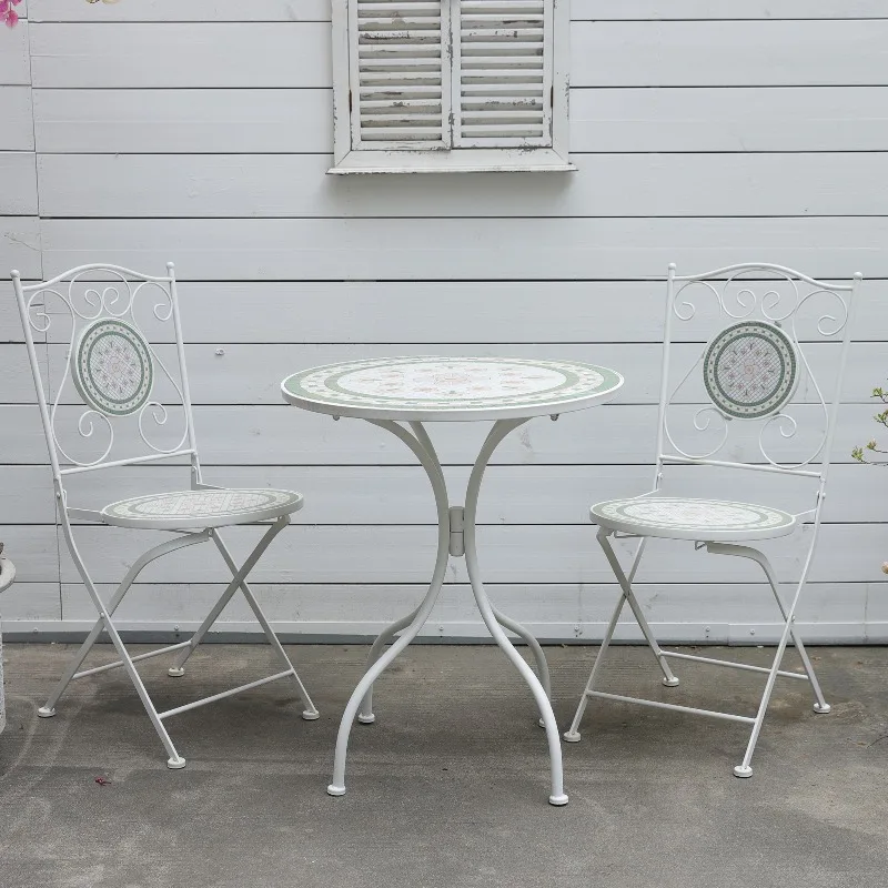 

Балконный комплект: садовый стол и стулья, набор из трех предметов, кованые столы и стулья для двора в стиле интернет-трендов.