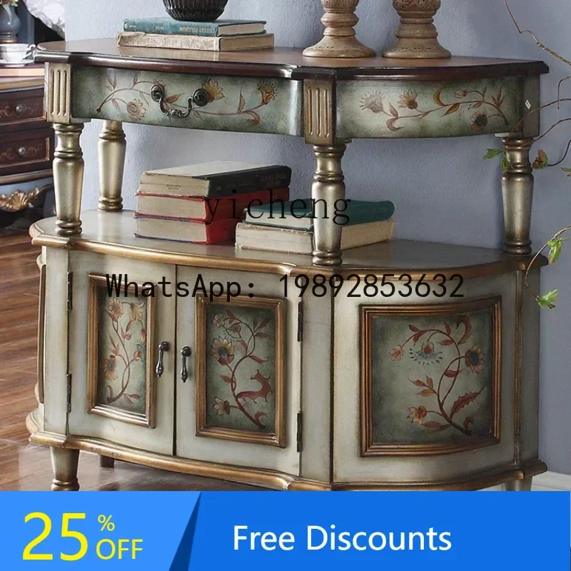 

Classical Painted Villa Solid Wood Small Apartment Bucket Cabinet Xuanguantai Corner Dining Side Cabinet home decor