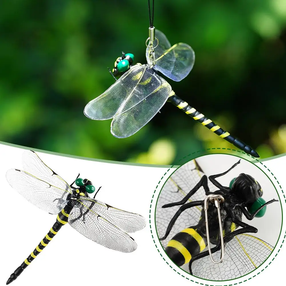 1/3PC PVC simulación libélula insecto modelo repelente de mosquitos adornos colgantes al aire libre para jardín al aire libre Camping herramienta de pesca