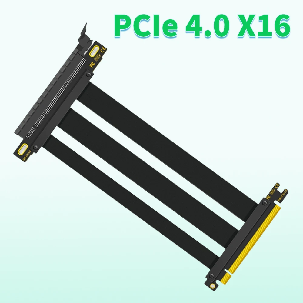 

PCIE 4.0 16x Shielded Extreme High Speed Riser Cable with PCI Express Port for GPU Extension Card-Right Connector