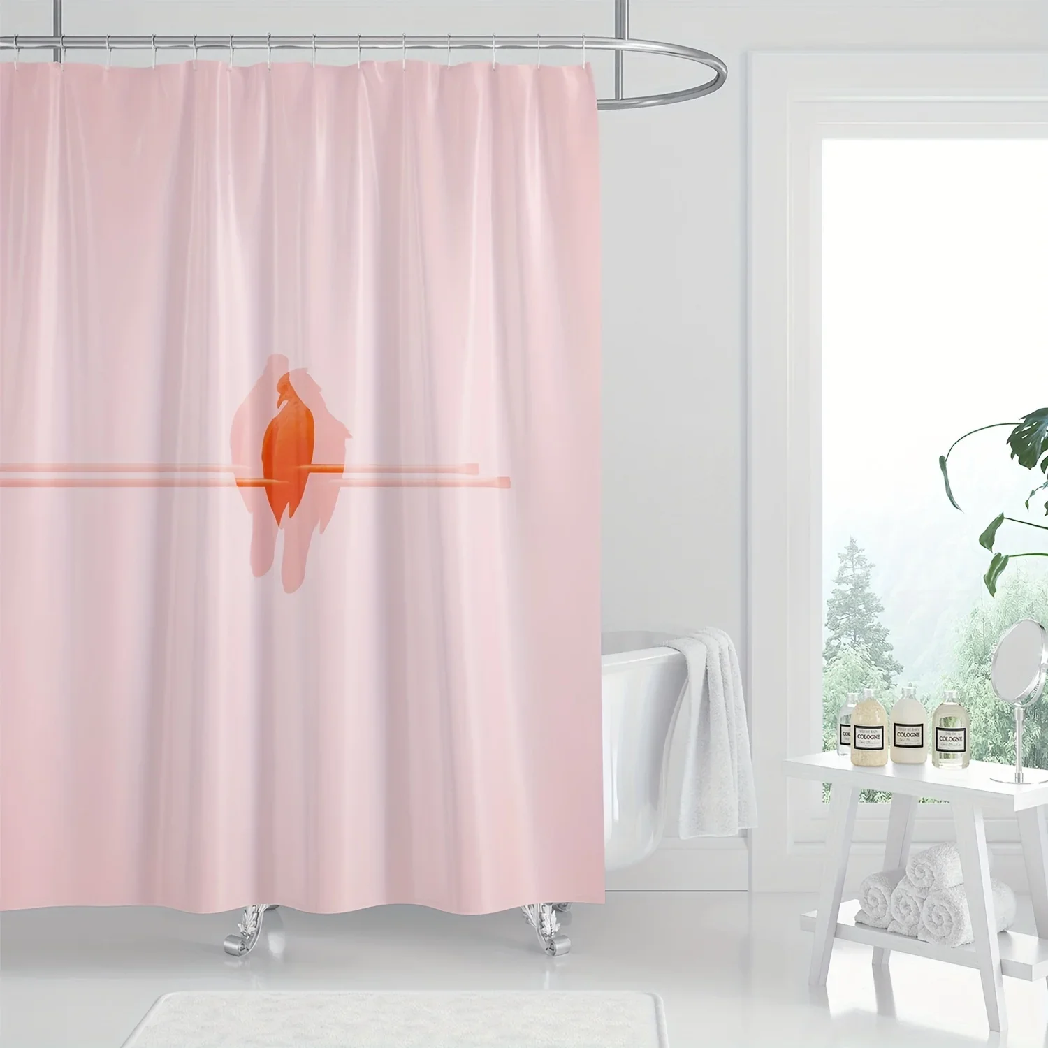 

Занавеска «Розовая птица» — минималистичный дизайн, полиэстер, крючки в комплекте, можно стирать в машине, современная ванна, всесезонная