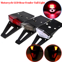 Motorcycle LED Tail Light Rear Fender Stop Brake Lights License Plate Light Bracket Holder Universal 12V For Scooter Street Bike
