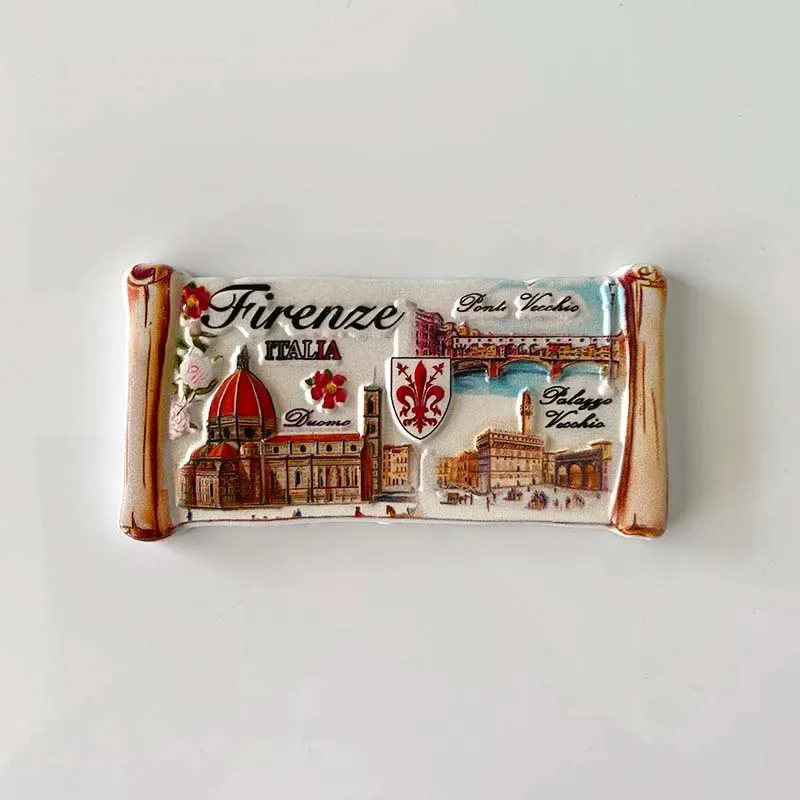 1pc, Florence tourist souvenirs, home decoration items, handicrafts, gifts, scrolls, 3D stereoscopic refrigerators, magnets