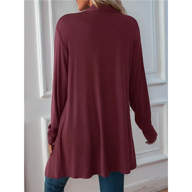 

A19Q-Women's Three-Quarter Sleeve Casual Open-Front Jacket, Fashionable Front-Opening Light Coat