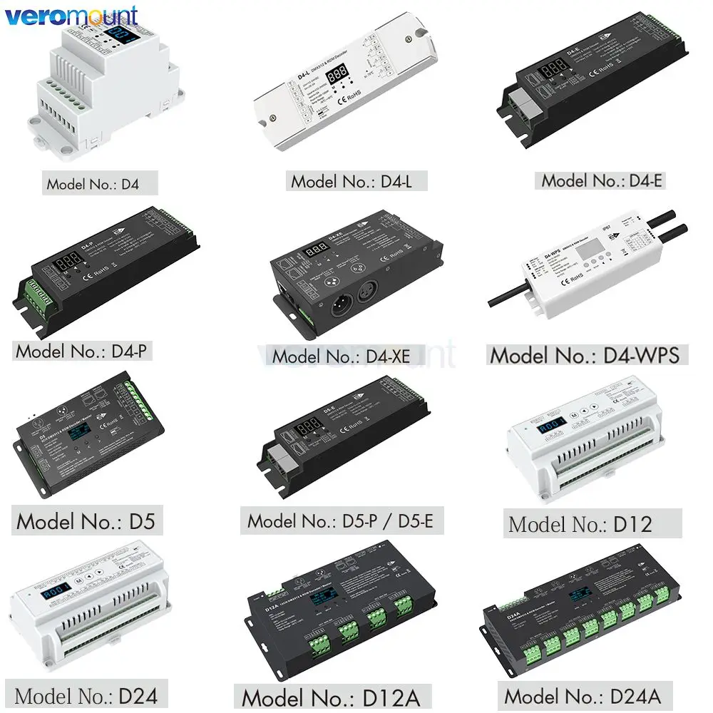 Skydance 4/5 Channel DMX512 CV Decoder D4 D4-E D4-P D4-XE D4-L D5 D12 D24 D12A D24A 12V 24V DC 4CH 5CH RDM DMX Signal Controller