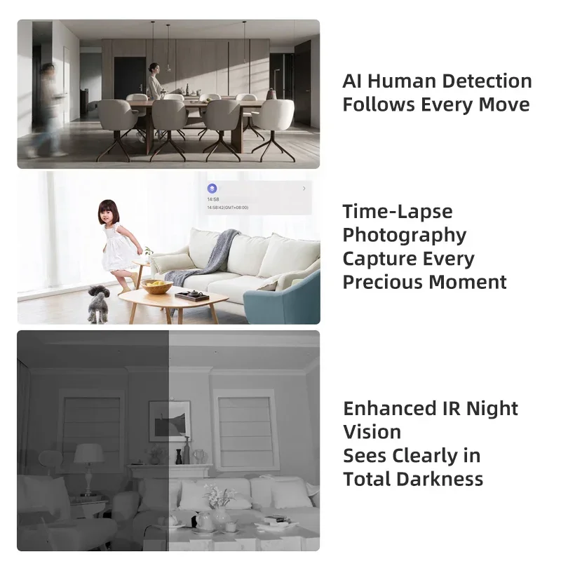 Original Aqara Smart Camera E1 2K 1296P 3MP 360° Home Security Webcam AI Human Detection Night Vision Works  With Apple HomeKit