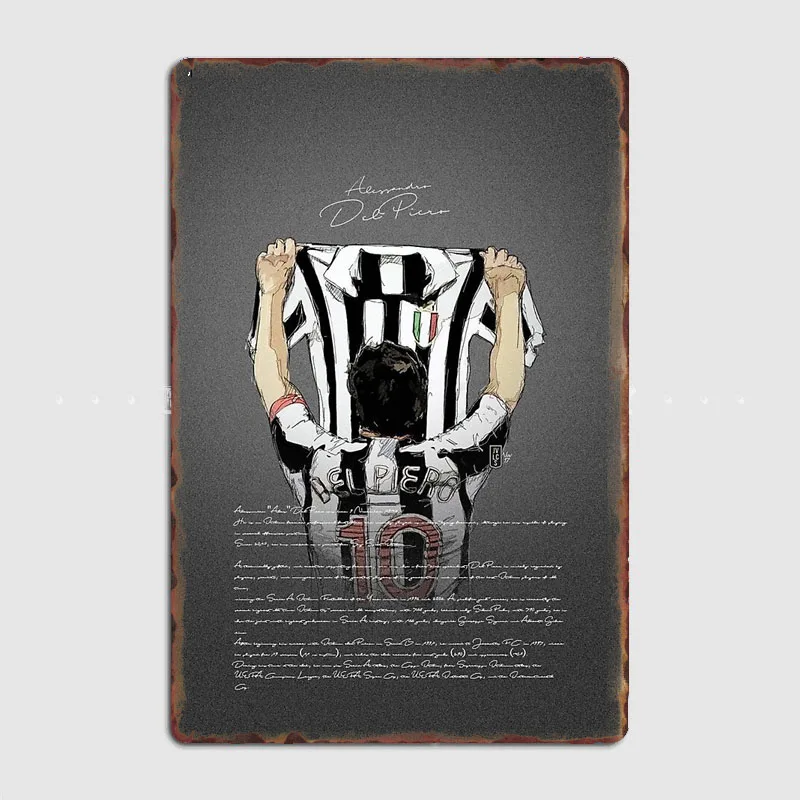 Letrero Metálico de Alessandro Del Piero, Jugador de Fútbol, Póster para Garaje, Pósteres de Atletas, Decoración de Interiores para Club, Decoración de Pared para el Hogar