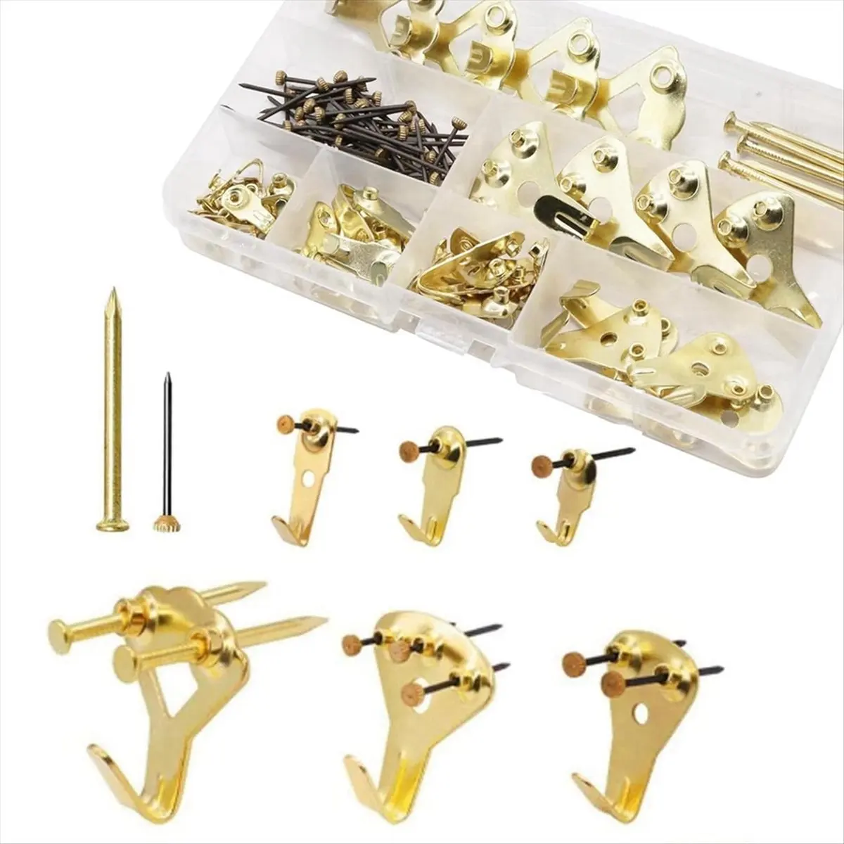 [Greatitem]120PCS Picture Hanging Kit,Picture Hangers Assorted Kit with Heavy Duty Wall Hooks,for Canvas, Pictures, Clock