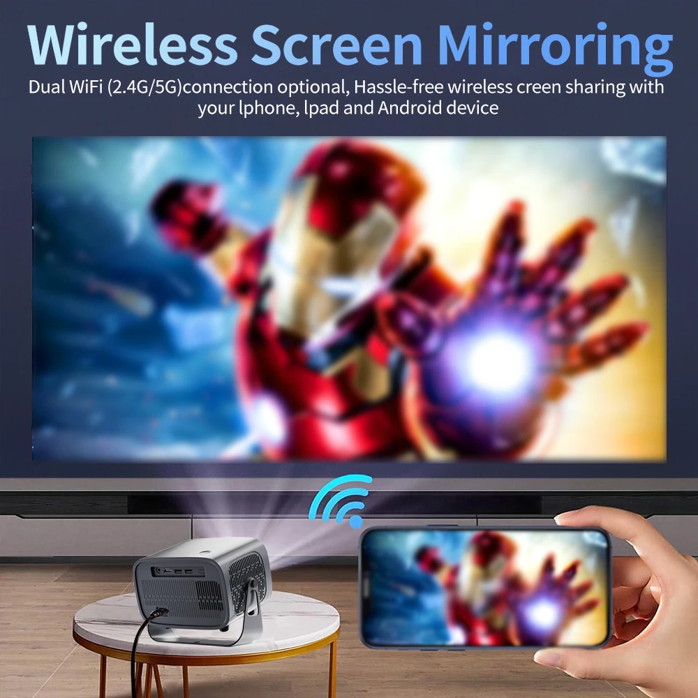 

MINI Projector WIFI Home Theater Cinema Beamer SmartTV Sync For 4k Movie Portable Intelligent Projector For Android