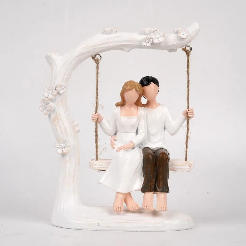 

Hand Painted Resin Couple Swing Statue Mother Daughter Romantic Home Decor Figurine Mothers Day Gift for Wife Mom