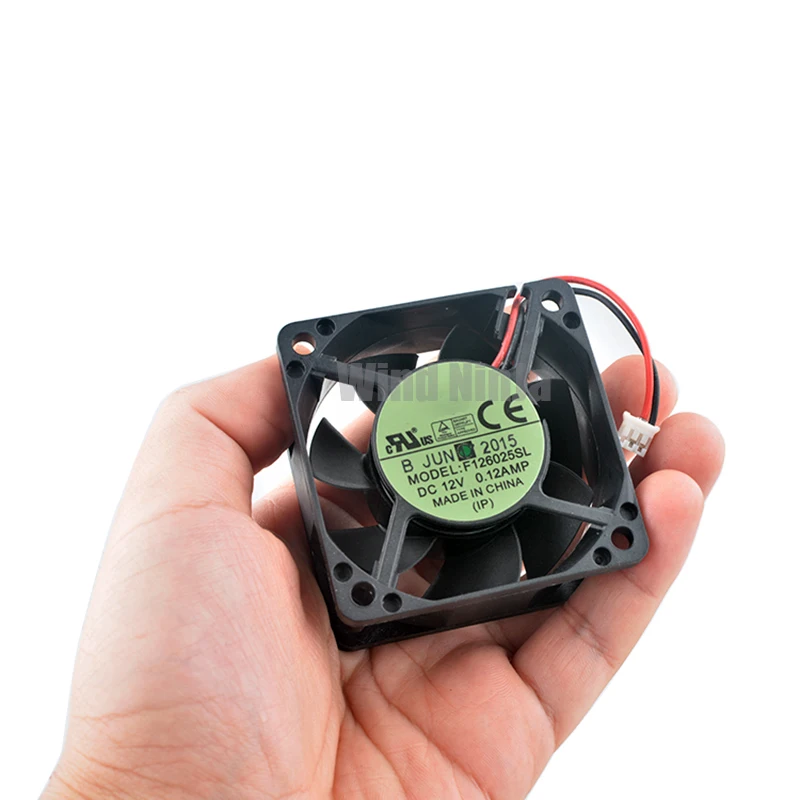 F126025SL 6cm X 60mm X 25mm DC12V 0.12A 2-Pin Quiet Cooling Fan for Charger Power Supply - 60mm Size - DC Voltage - Two Pins