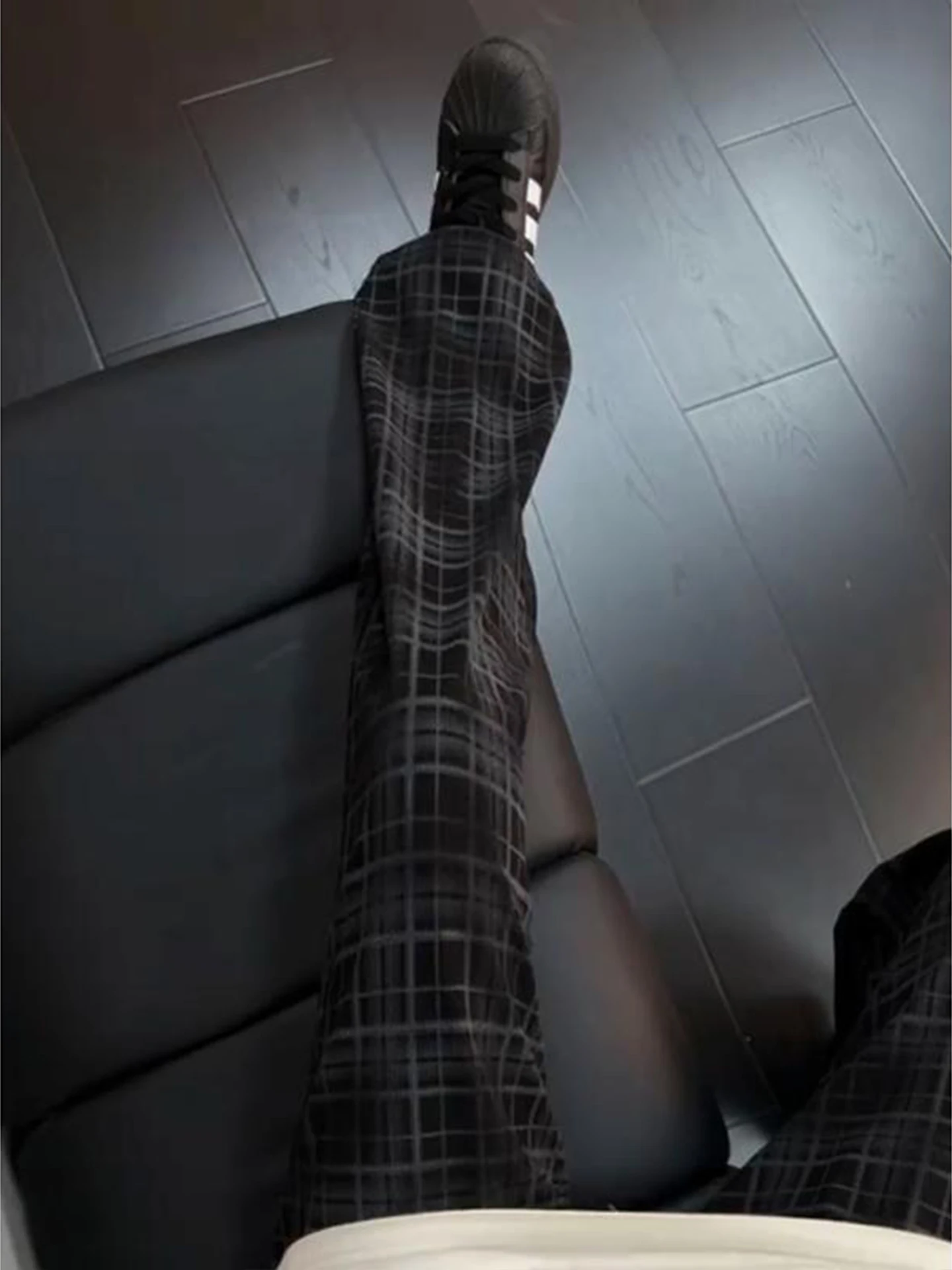 American Retro Tie Dye Plaid Men's Summer Thin Loose Breathable Ice Silk Casual Pants CleanFit Straight Leg Elastic Waist
