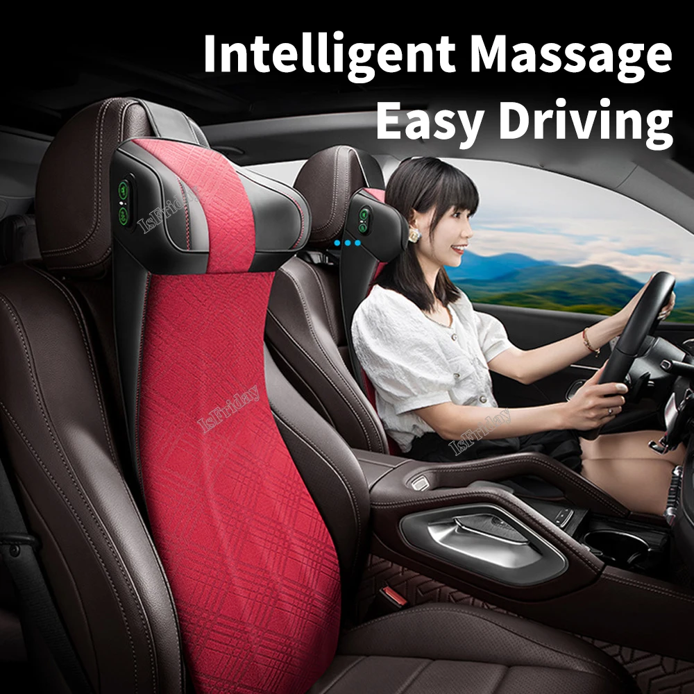 

Car Neck Massage Pillow Lumbar Support Cushion Auto Seat Travel Relax Head Waist Support Memory Foam Integrated Headrest Cushion