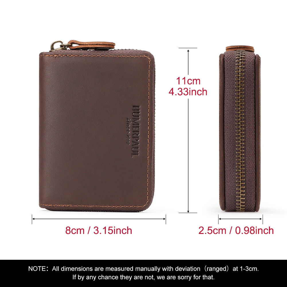 RFID Blocking Business Card Holder Wallet Crazy Horse Leather Bank/ID/Credit Cards Storage Money Bag Small Men Clutch