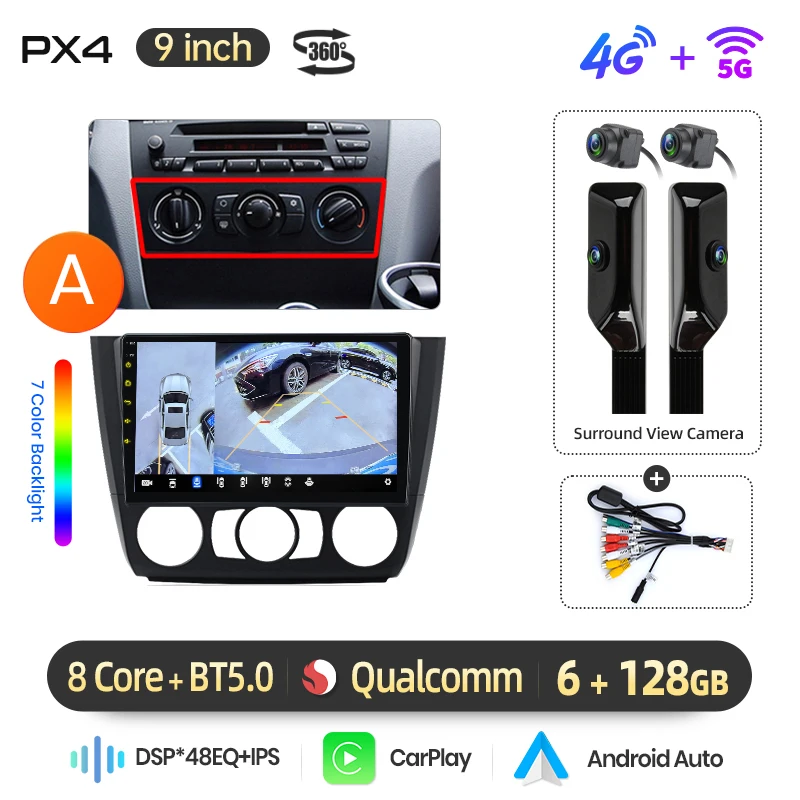 AWESAFE Draadloze CarPlay Android Auto Radio voor BMW 1-serie E87 E81 E82 E88 2004-2011 Plug & Play FM BT RDS DSP GPS Multimedia