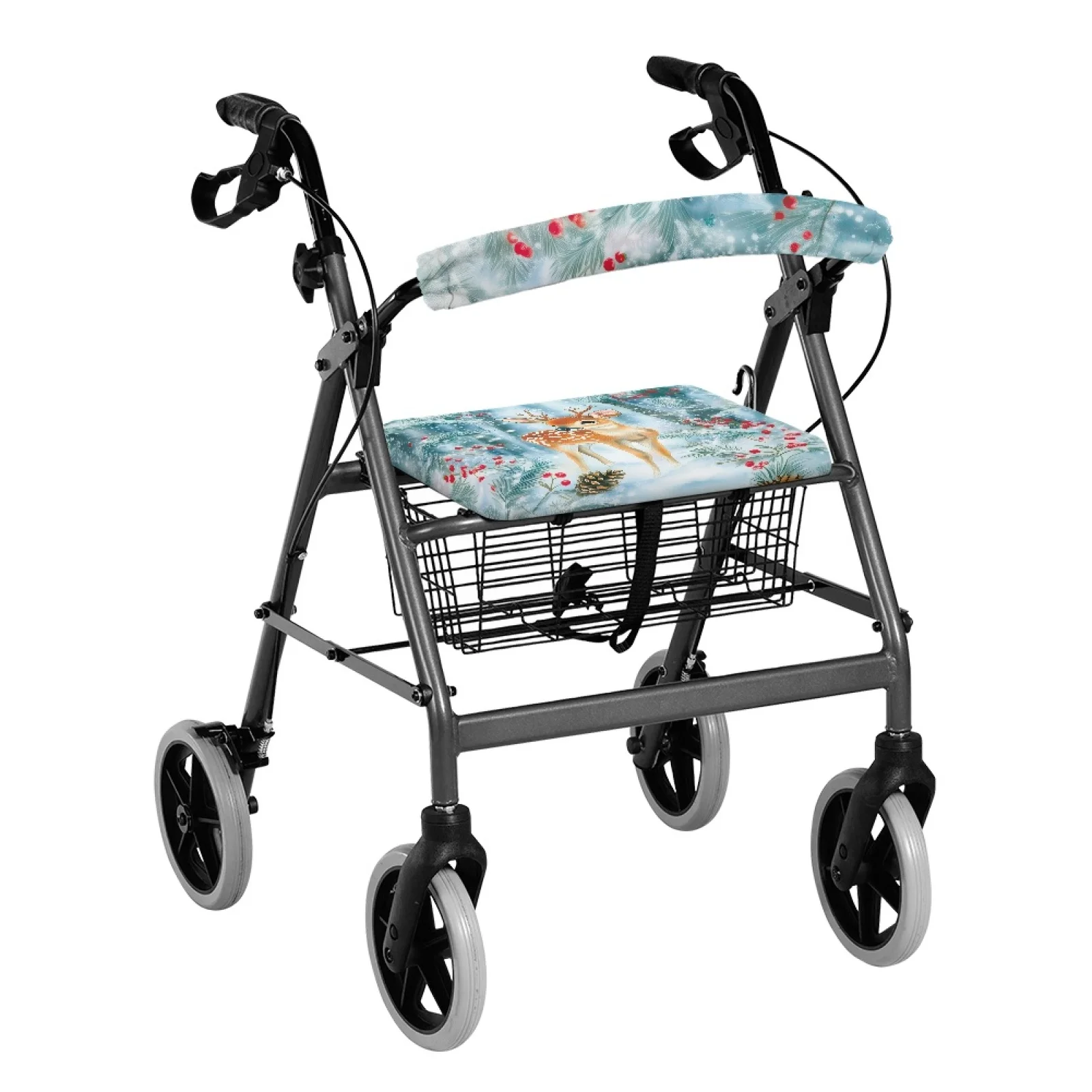 Coloranimal Washable Removable 2 Pieces Rollator Seat Back Rest Covers for The Elderly for Street Scenes Sika Deer