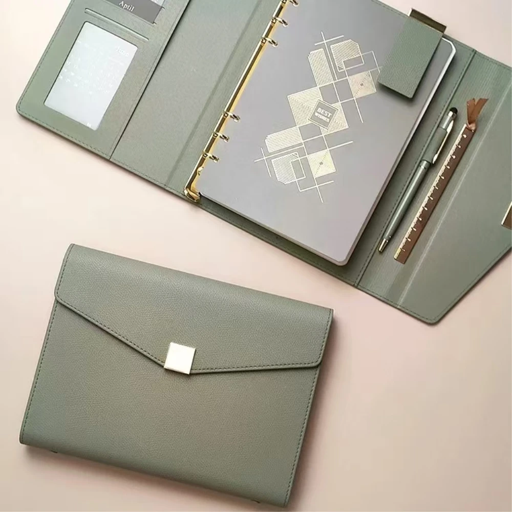 A5 Pu Leather Binder Notebook Journal Diary Planner Loose-leaf Exquisite Business Office Notebook Gift Box School Stationery