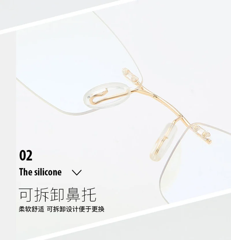 Mann Randlose Lesebrille Frauen Blau Licht Blockieren Lesebrille HD Linsen Presbyopie Brillen Rahmenlose Presbyopie Brillen – Detail 5