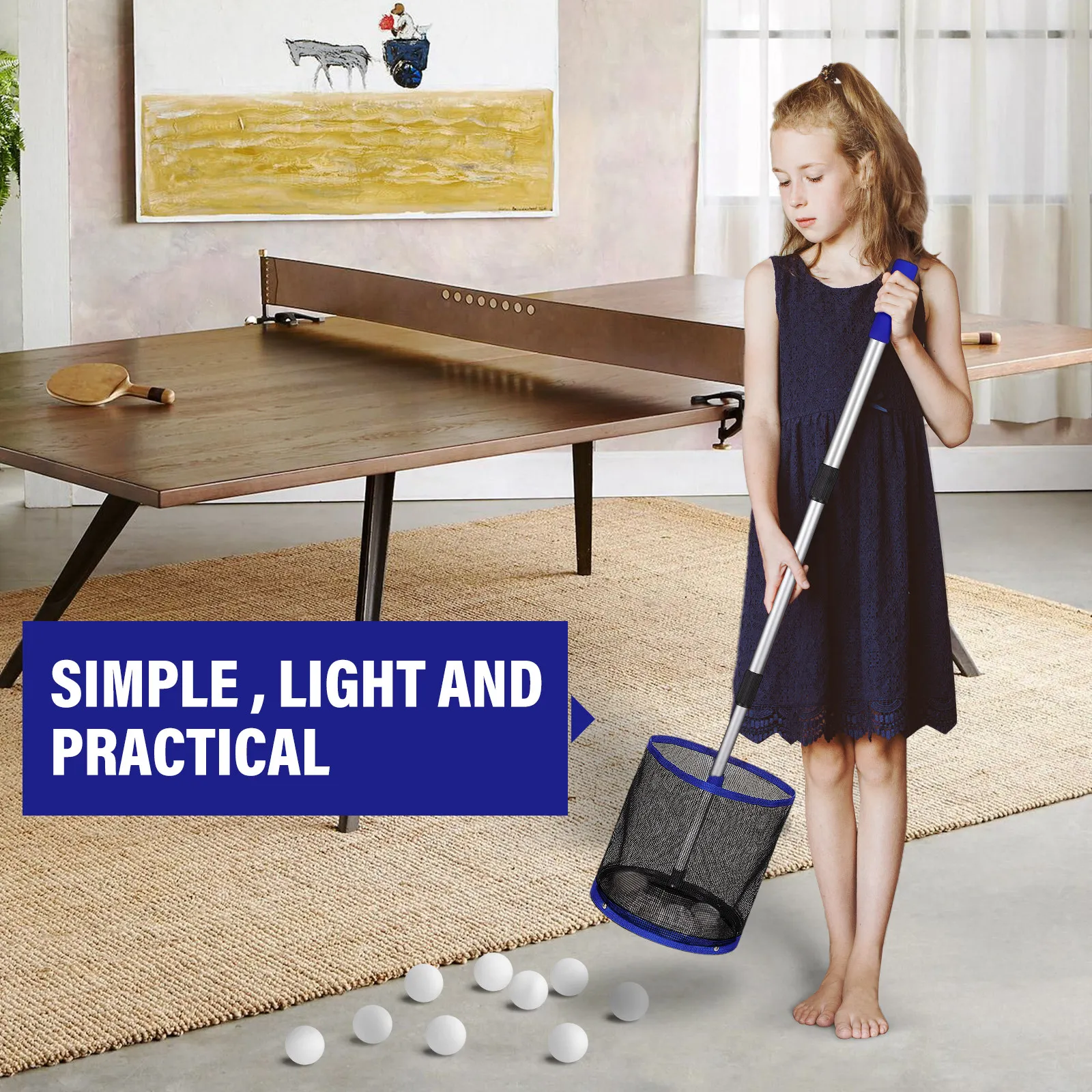 

Table Tennis Ball Pickers Pong Catcher Heavy Duty Rod Plus Spacious Net 120 Balls Saves Energy Training Efficiency