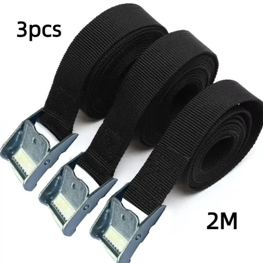 3 Correas de Amarre de 2 Metros con Hebilla Metálica para Coche, Motocicleta, Bicicleta, Cuerda de Remolque, Correa de T