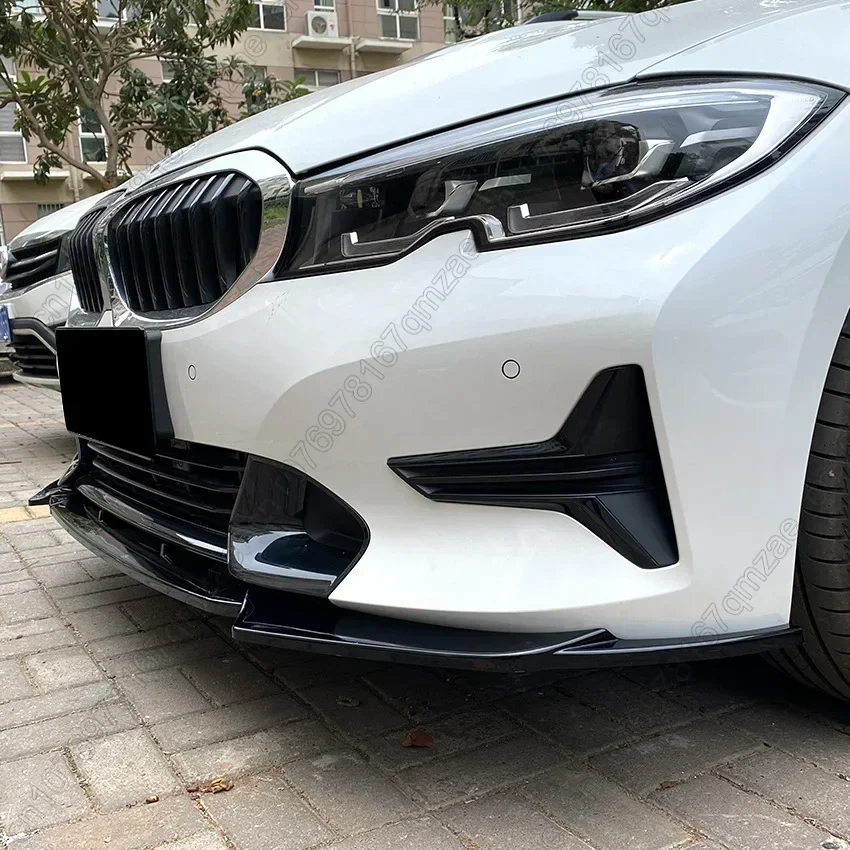 BMW G20 G21 318d 320d 330d M 스포츠 2019-2022 맥스턴 스타일 프론트 범퍼 스플리터 립 스포일러 디퓨저 글로스 블랙 바디 키트 썸네일 4