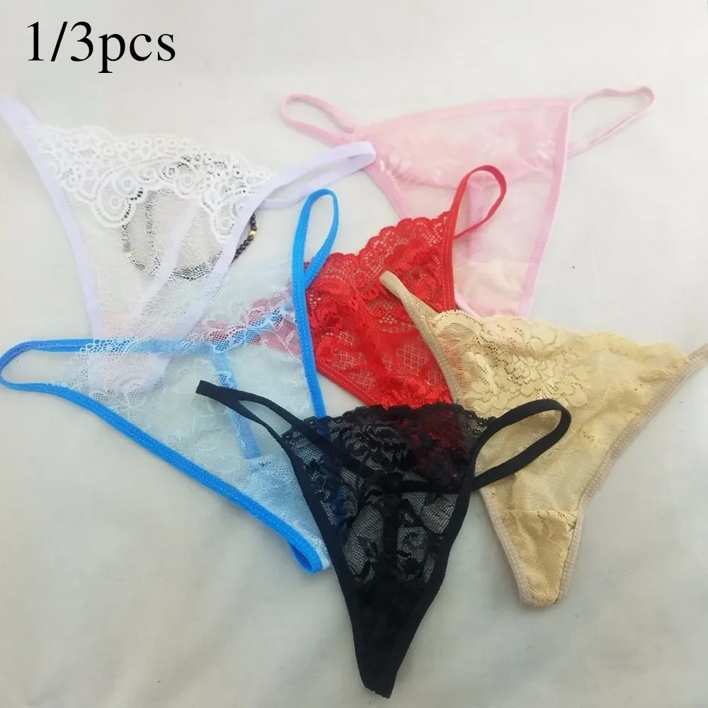 3 Stuks Vrouwen Kanten G-String Slips Mesh String String String String String Sex Lingerie Slipje V-String Slip Doorzichtig Ondergoed 2022