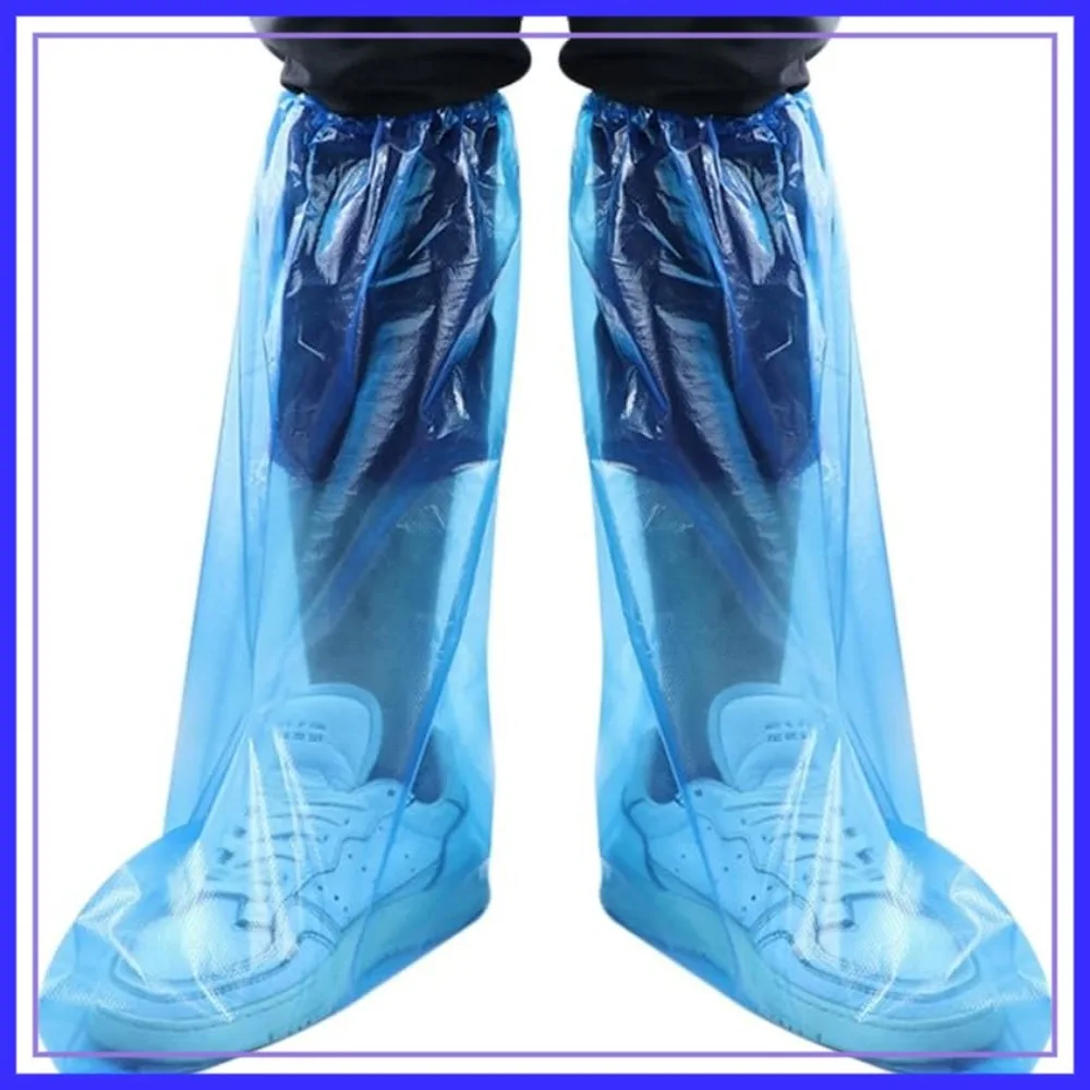 

Disposable Shoe Covers Blue Rain Boots Cover Plastic Waterproof Anti-Slip Overshoe for Men Women Rainy Day 10 Pack