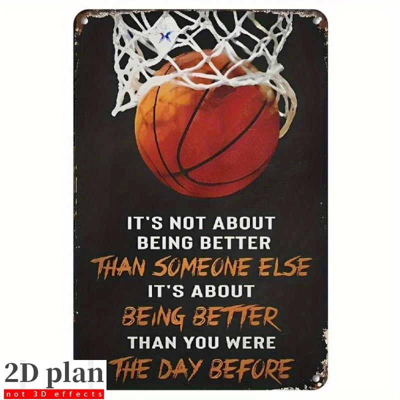 HEMITONG Vintage Basketball Metal Poster – Motivational Sports Wall Decor with It's Not About Comparing to Others Quote – Heavy