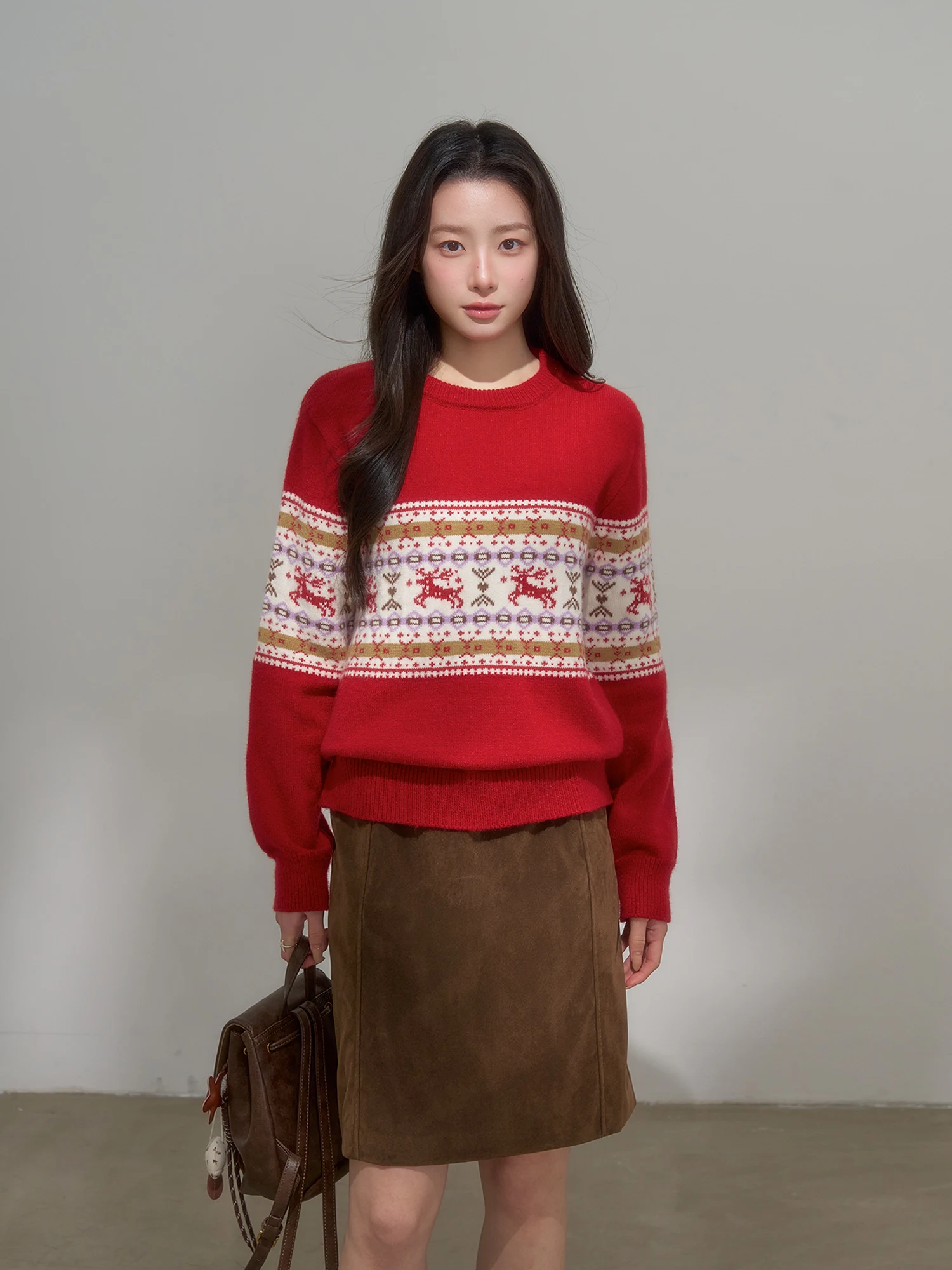 

Женский свитер INSLiiSA в стиле Fair Isle, вязаный, свободный, длинный, с круглым вырезом, для ранней весны, облегающий, повседневный стиль Cisas Sle