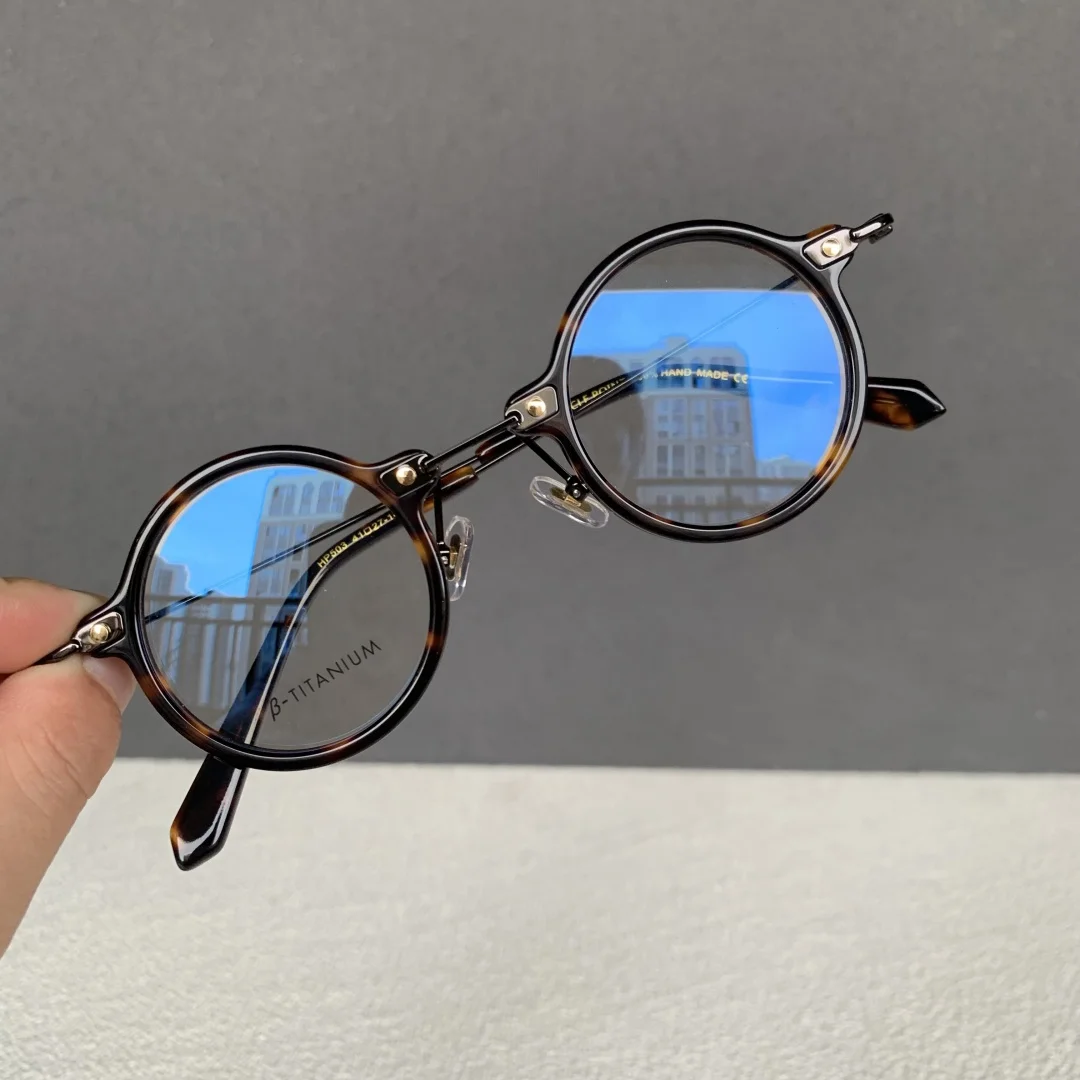 

41mm Vintage Small Round Reading Glasses Men Women Acetate Tortoise Black Eyeglasses Frame Blue Light Prescription Spectacles