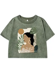 See The Good,Be Lightprinting Women Washed Shrot Clothes Casual Fashion Tshirts Street Retro Distress Tops Cool Summer T Shirts
