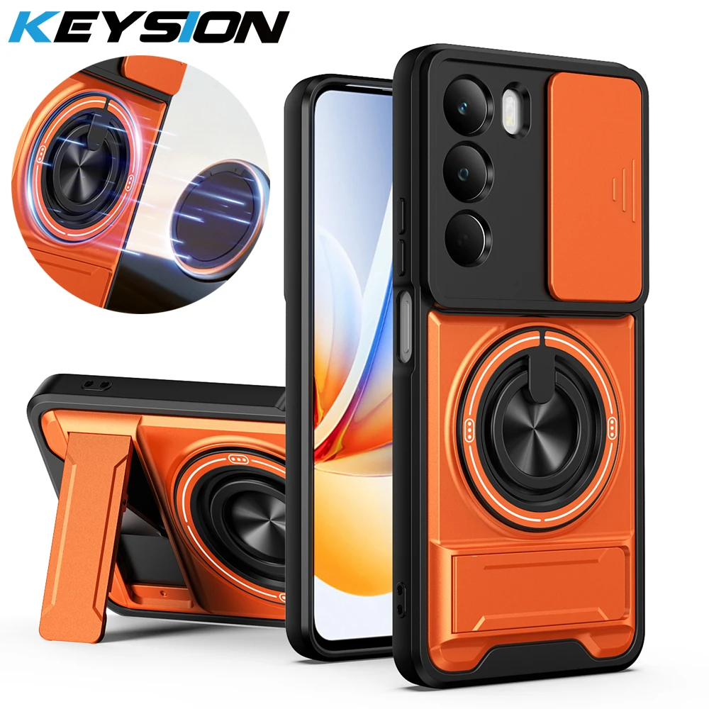 

KEYSION Magnetic Phone Case for OPPO Realme C71 C75 4G Slide Camera Protection Upright Kickstand 360 Ring Shockproof Back Cover