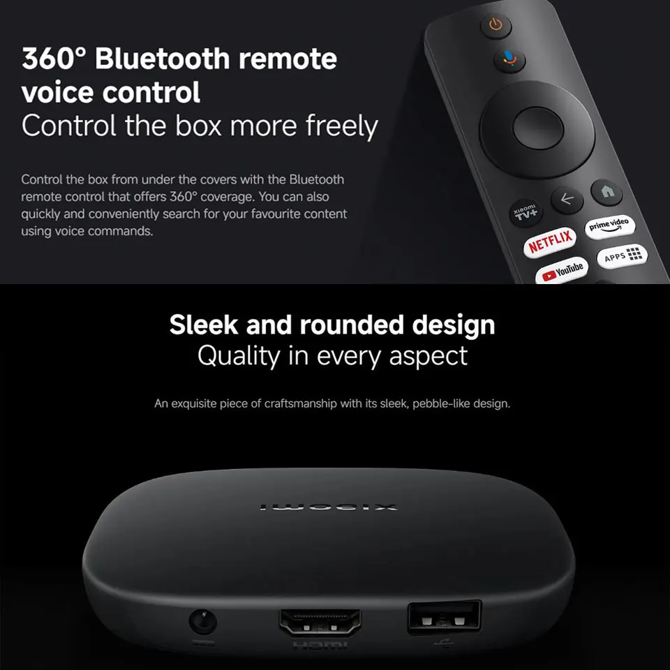 Nuevo Xiaomi TV Box S 3ra Gen, Smart Android TV Box 4K UHD Reproductor Multimedia, Dolby Vision HDR10+ Asistente de Google Google TV Set-Top Box 4