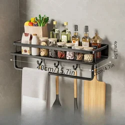 Multifunctional Kitchen Storage Rack Seasoning Storage Rack Wall-Mounted Kitchen Supplies Spatula Hook Rag Rod