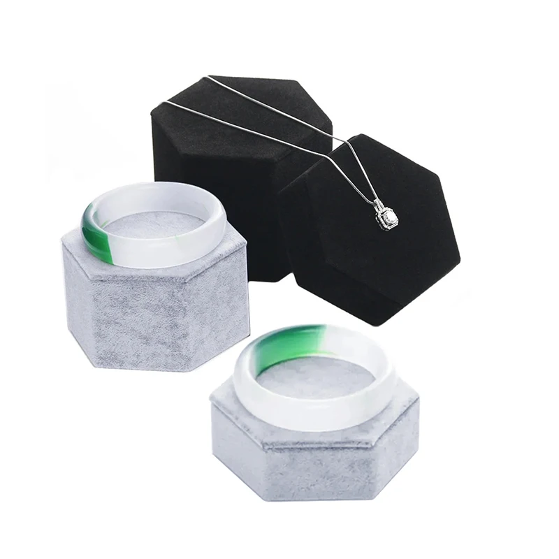

3pcs/Set Velvet Hexagon Jewelry Earrings Necklaces Display Stand Organizer Holder Rings Showcases