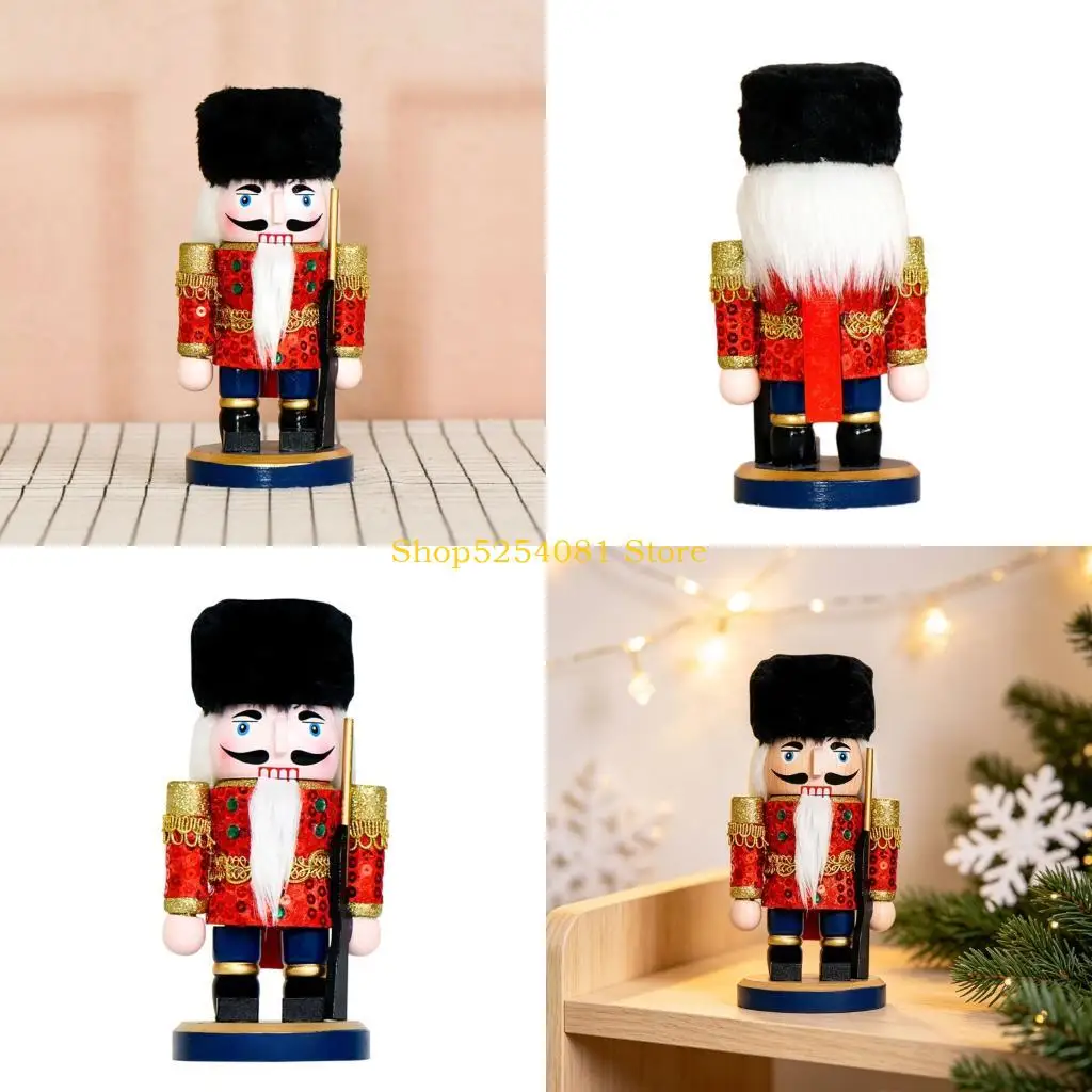 AXYC Festive Home Nutcrackers Statue Wooden 18 Red Christmas Soldier Figurine with Sequins for Tabletop Mantels Shelf Window and