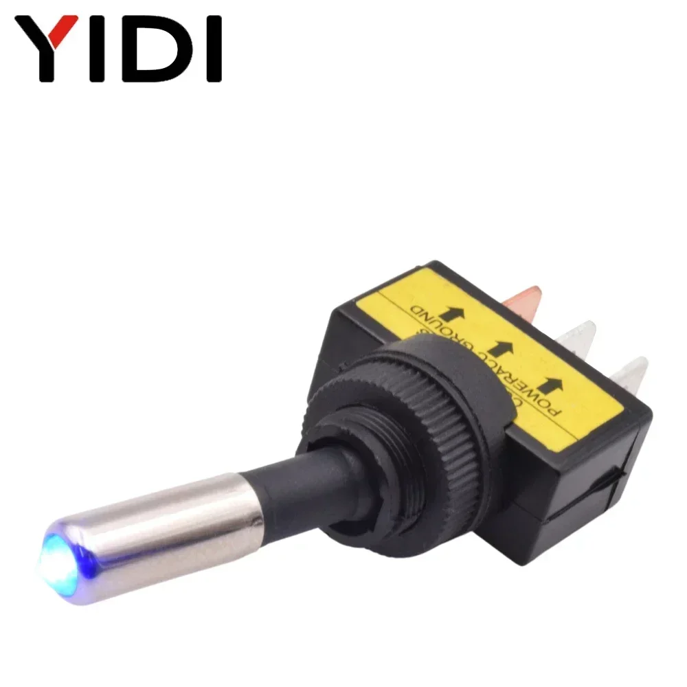 5/10pcs 12mm Auto Car Illuminated Toggle Switch ASW-15D SPST 2 Position 3pin ON OFF 12V 24V DC Red Green Blue Yellow White LED